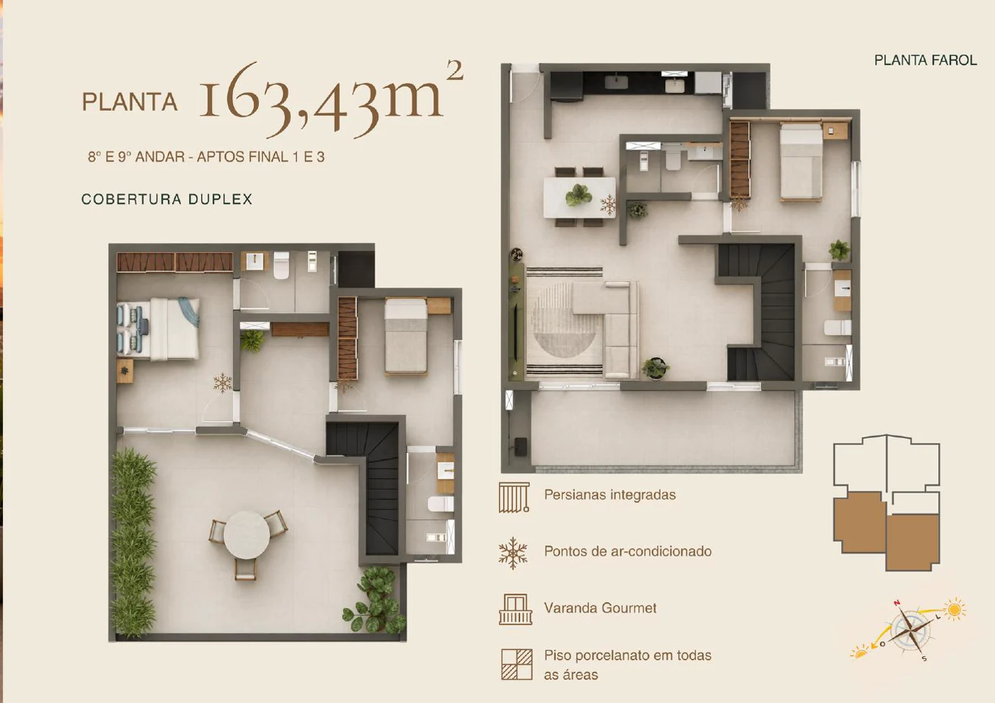 Planta da cobertura duplex Farol