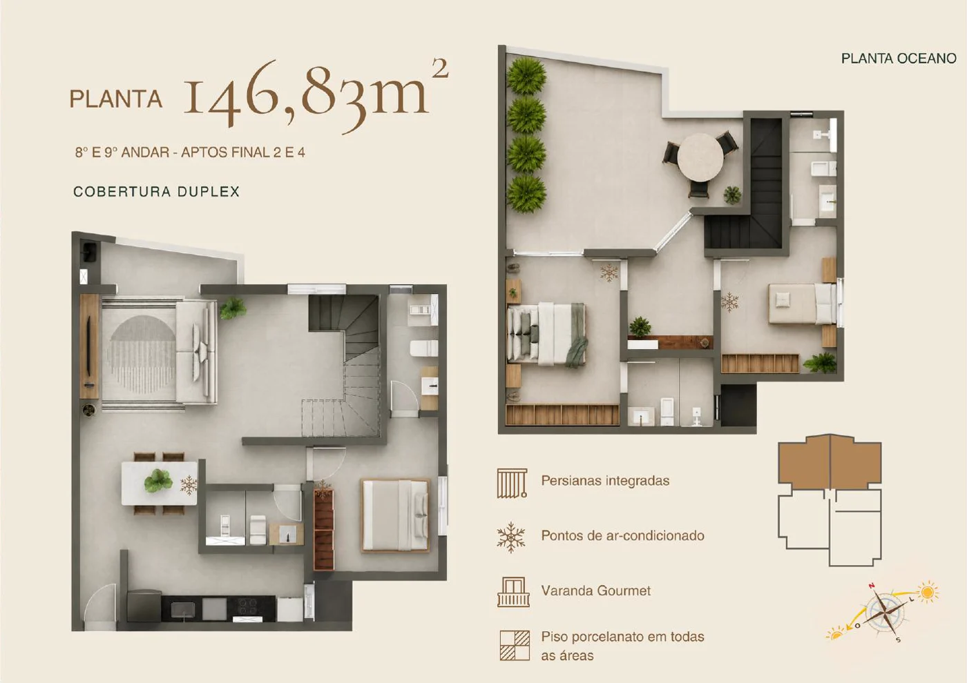 Planta da cobertura duplex Oceano