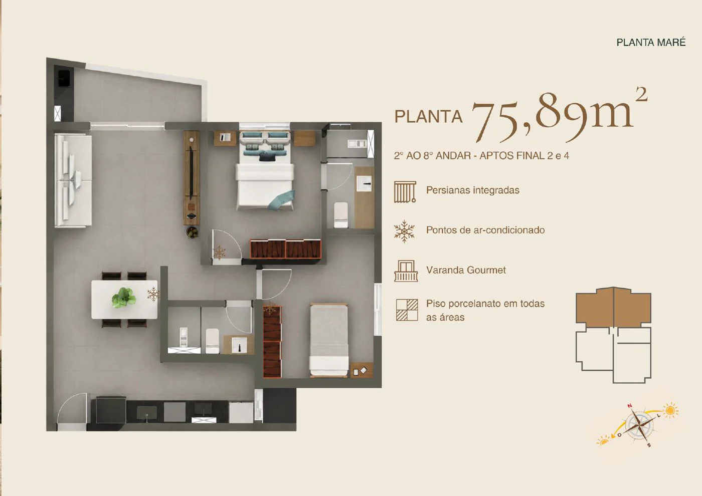 Planta Maré, apartamentos finais 2 e 4
